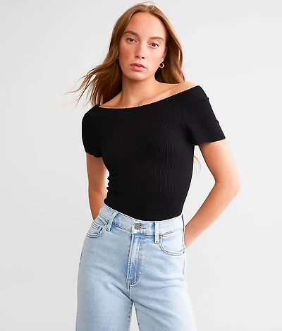 Ribbed Seamless Off The Shoulder Top