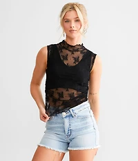 Nice Try Floral Lace Tank Top