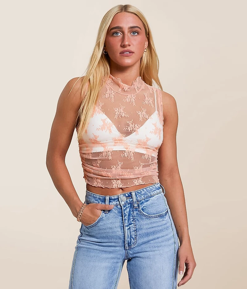 Nice Try Floral Lace Tank Top