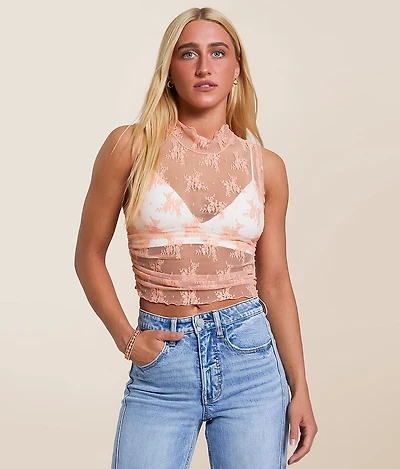 Nice Try Floral Lace Tank Top