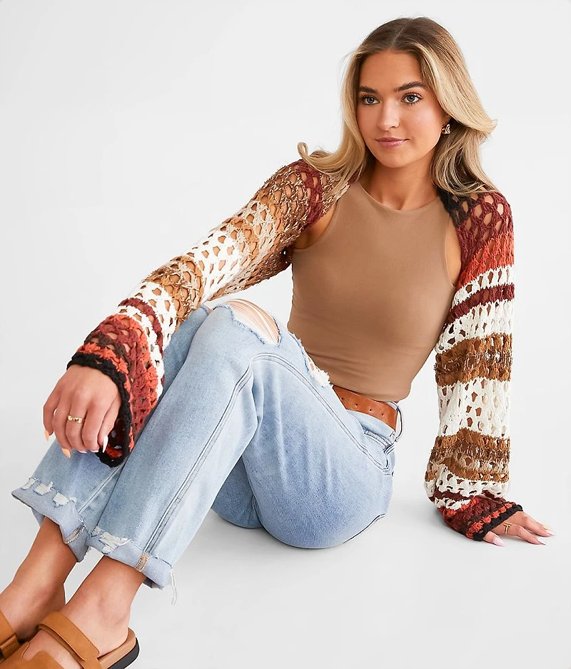 Gia Crochet Shrug Cropped Sweater