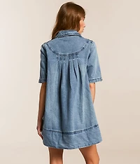 Remino Mini Denim Henley Dress