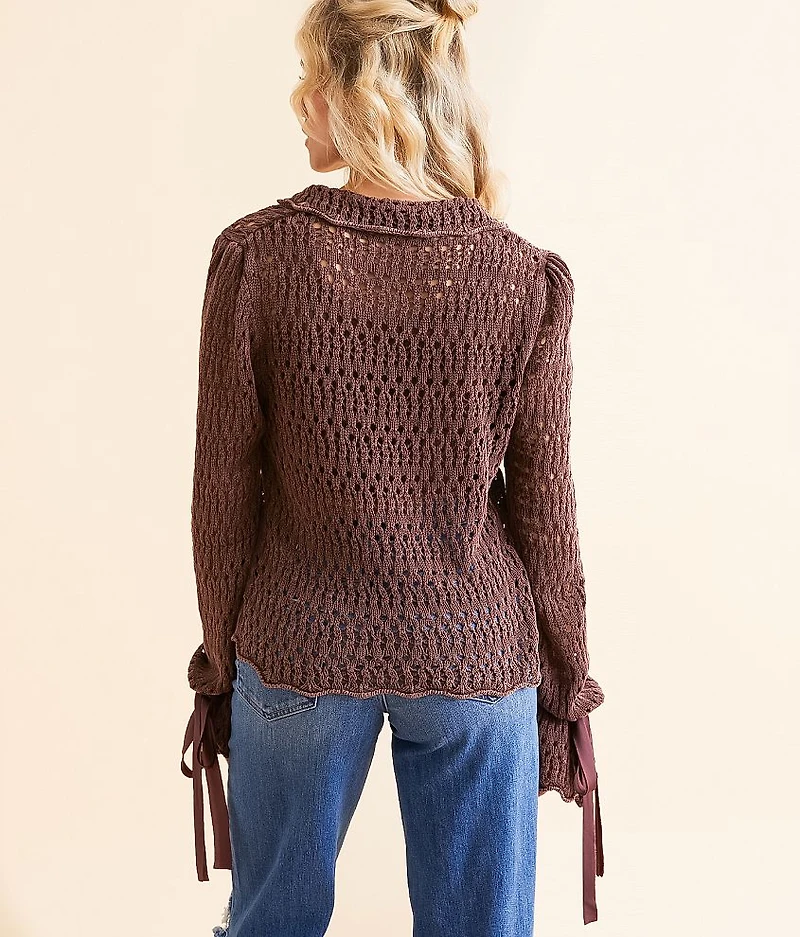Pointelle Henley Sweater