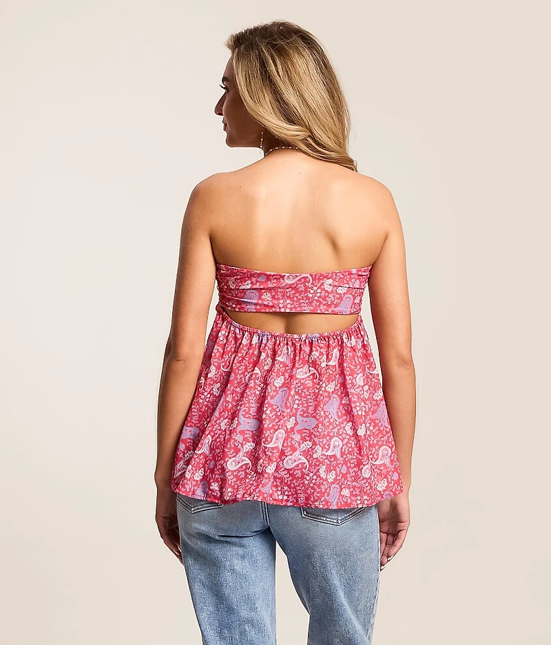 Malia Paisley Print Open Back Tube Top