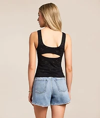 Full Bloom Eyelet Cropped Cami Tank Top