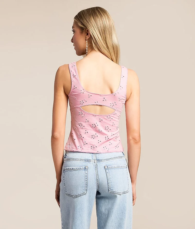 Full Bloom Eyelet Cropped Cami Tank Top