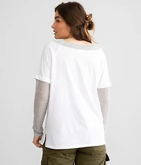 Metallic Trim Oversized Top