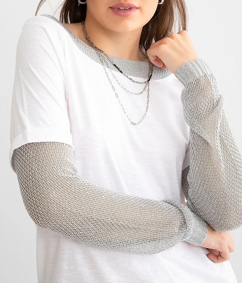 Metallic Trim Oversized Top