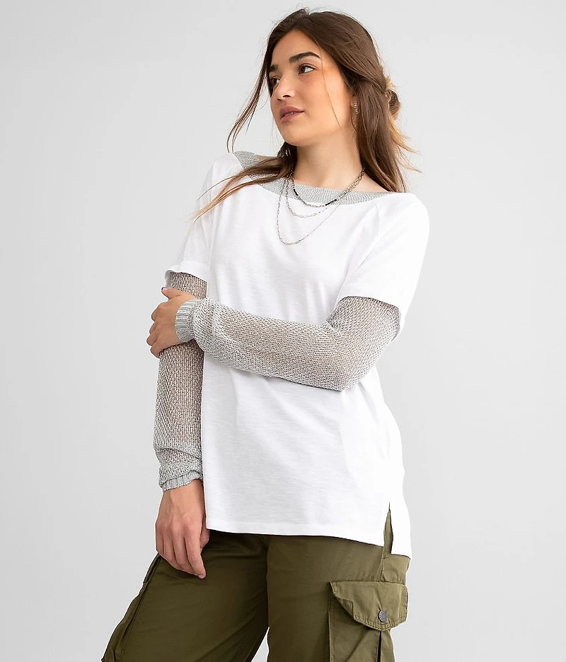 Metallic Trim Oversized Top
