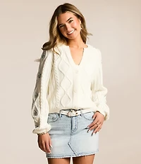 Embroidered Floral Cardigan Sweater