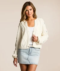 Embroidered Floral Cardigan Sweater