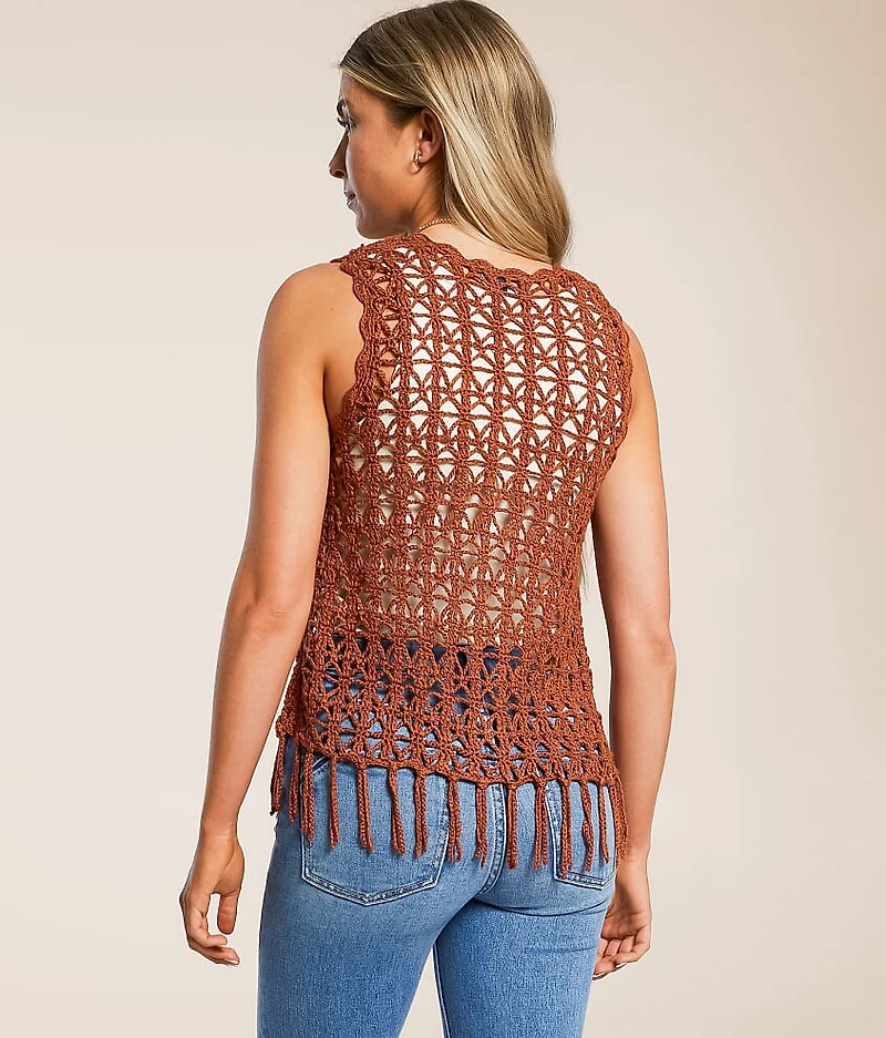 Crochet Fringe Sweater Tank Top