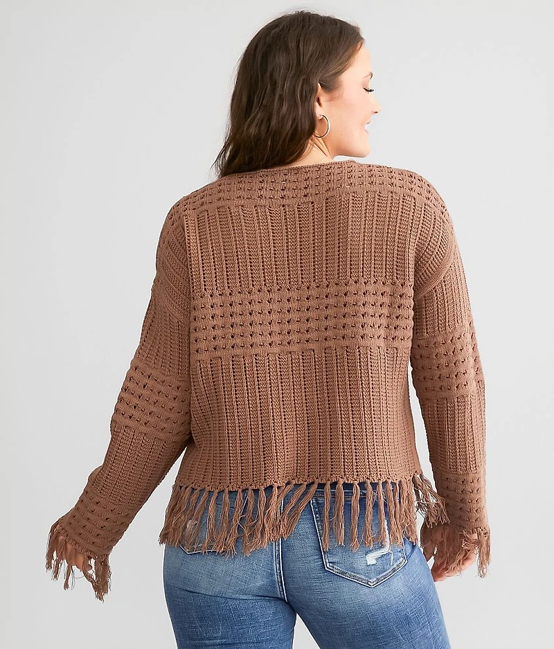 Pointelle Fringe Sweater