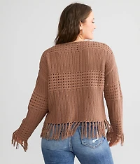 Pointelle Fringe Sweater