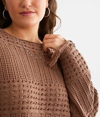 Pointelle Fringe Sweater