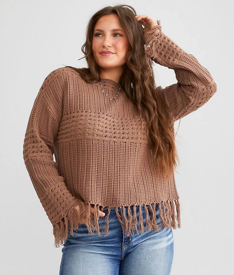 Pointelle Fringe Sweater