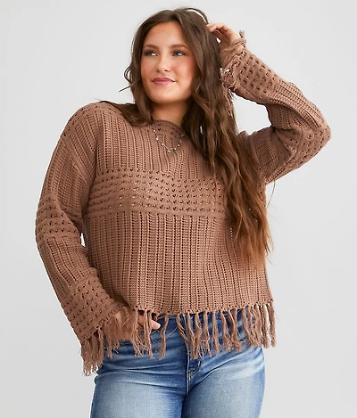 Pointelle Fringe Sweater