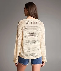 Pointelle Blocked Sweater