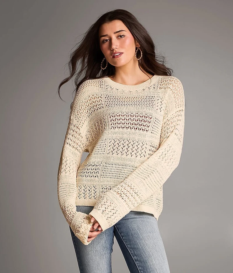 Pointelle Blocked Sweater