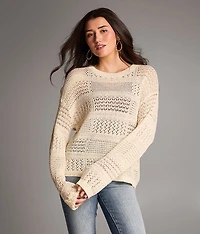 Pointelle Blocked Sweater