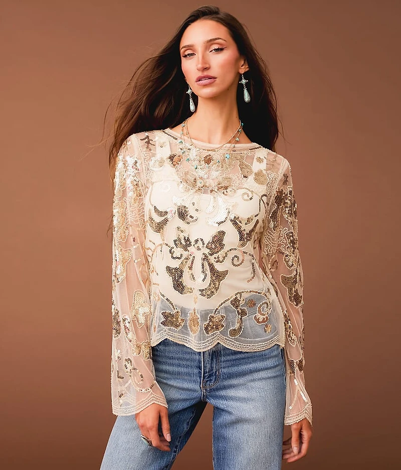 Sequin Mesh Top