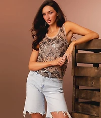 Sequin Mesh Tank Top