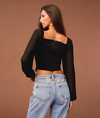 Pieced Denim Corset Cropped Top