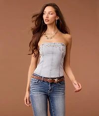Studded Denim Tube Top