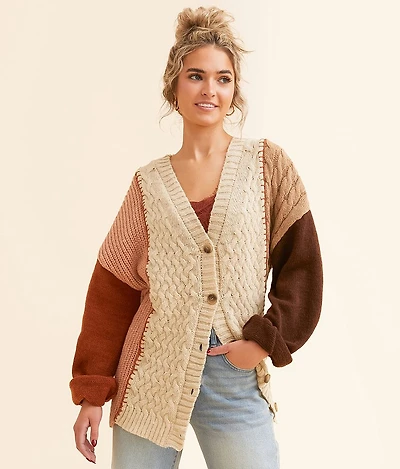 Color Block Cardigan Sweater