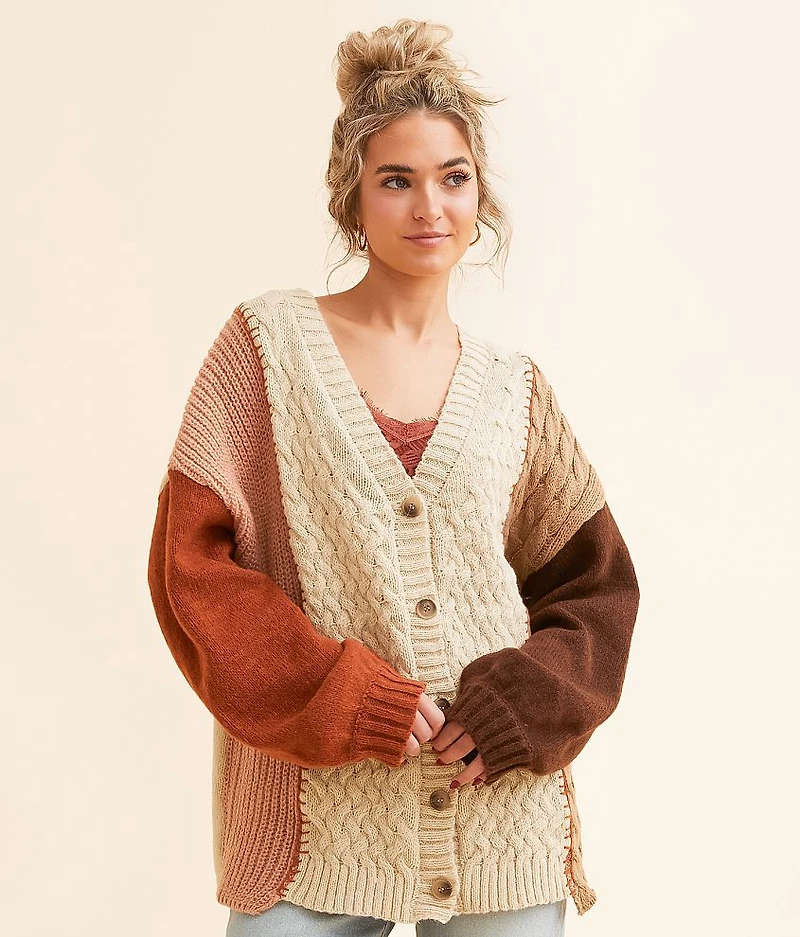 Color Block Cardigan Sweater