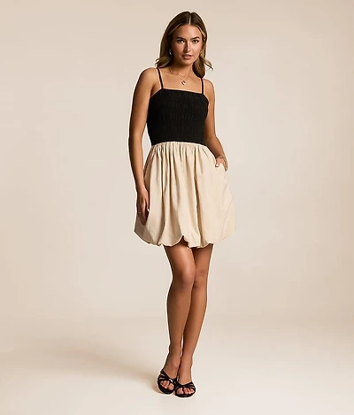 Smocked Bubble Mini Dress