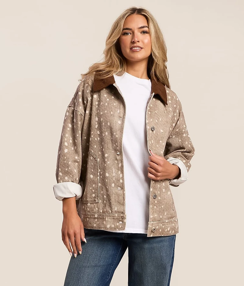 Dot Print Denim Jacket