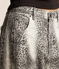 Washed Leopard Barrel Pant