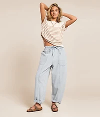 Barrel Chambray Pull On Jean
