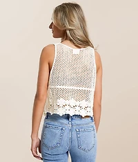 Floral Crochet Sweater Vest