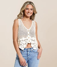 Floral Crochet Sweater Vest
