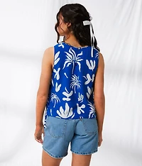 Tropical Side Tie Tank Top