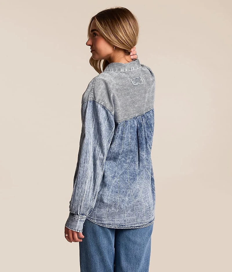 Mixed Stripe Denim Shirt