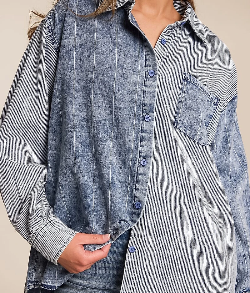 Mixed Stripe Denim Shirt