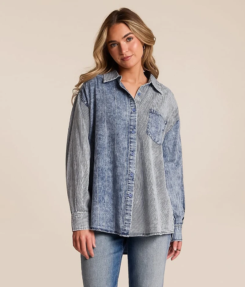 Mixed Stripe Denim Shirt