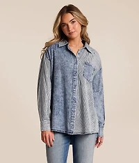 Mixed Stripe Denim Shirt