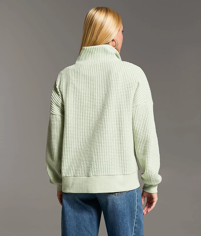 Quarter Snap Waffle Knit Pullover