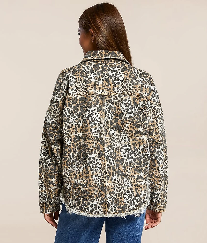 Cheetah Print Denim Stretch Jacket