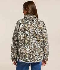 Cheetah Print Denim Stretch Jacket