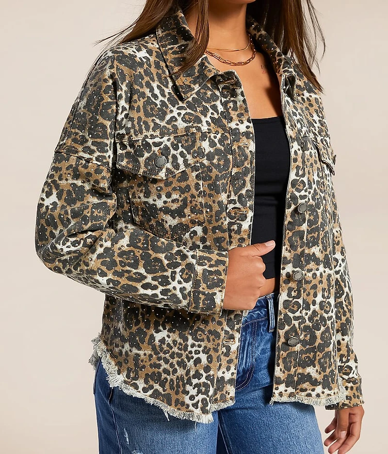 Cheetah Print Denim Stretch Jacket