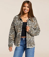 Cheetah Print Denim Stretch Jacket