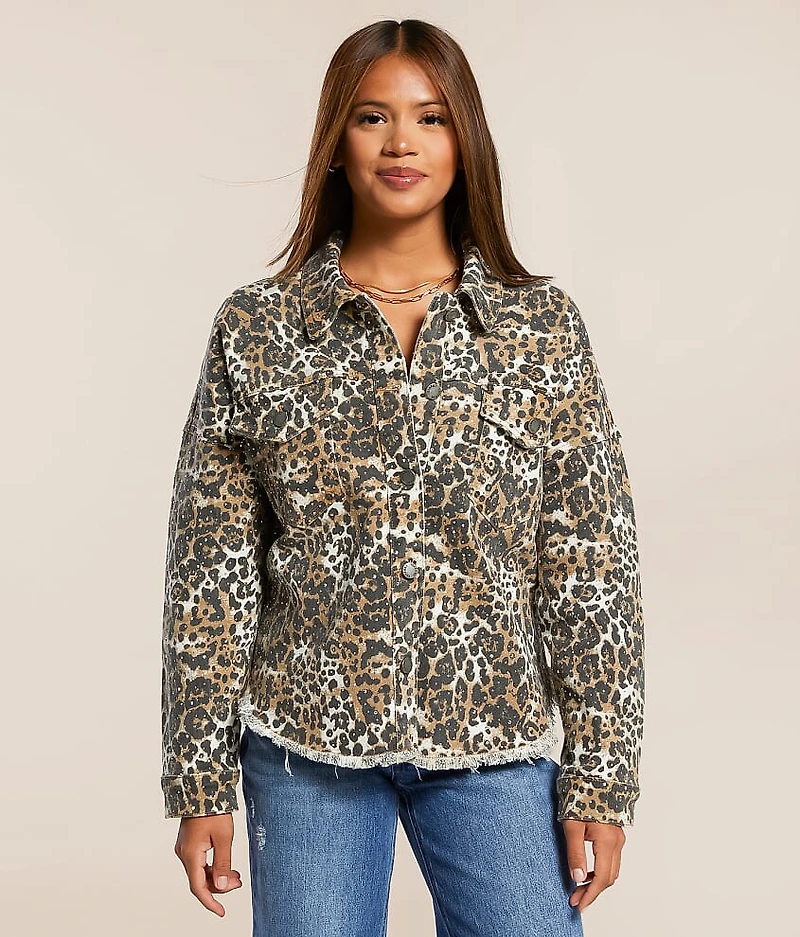 Cheetah Print Denim Stretch Jacket