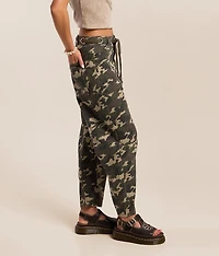High Rise Camo Barrel Jean