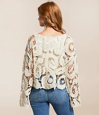 Open Weave Scalloped Sweater