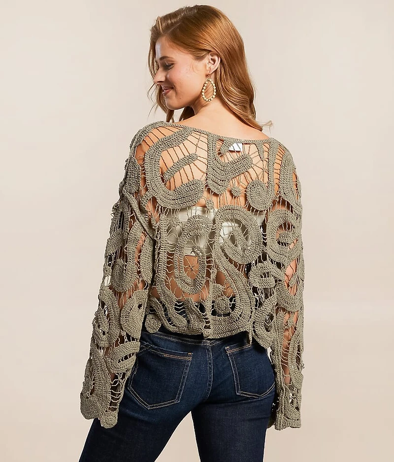 Open Weave Scalloped Sweater